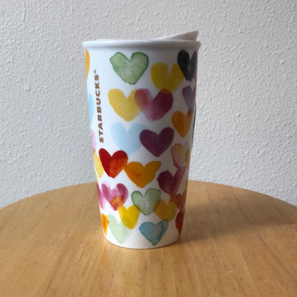 Starbucks watercolor hearts ceramic Togo cup